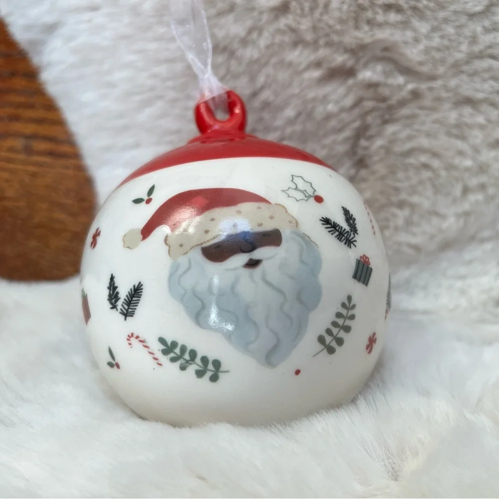 Prima Design Ceramic African American Santa Christmas Ornament